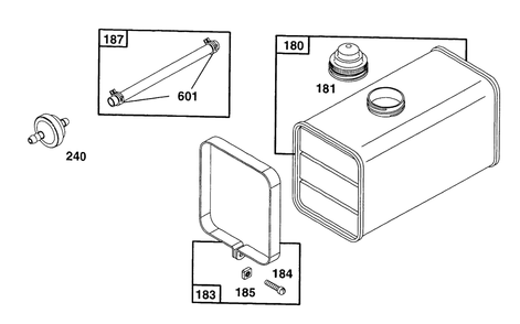 Fuel Tank And Parts Diagram and Parts List for 402417-0640-XX  Briggs and Stratton Engine